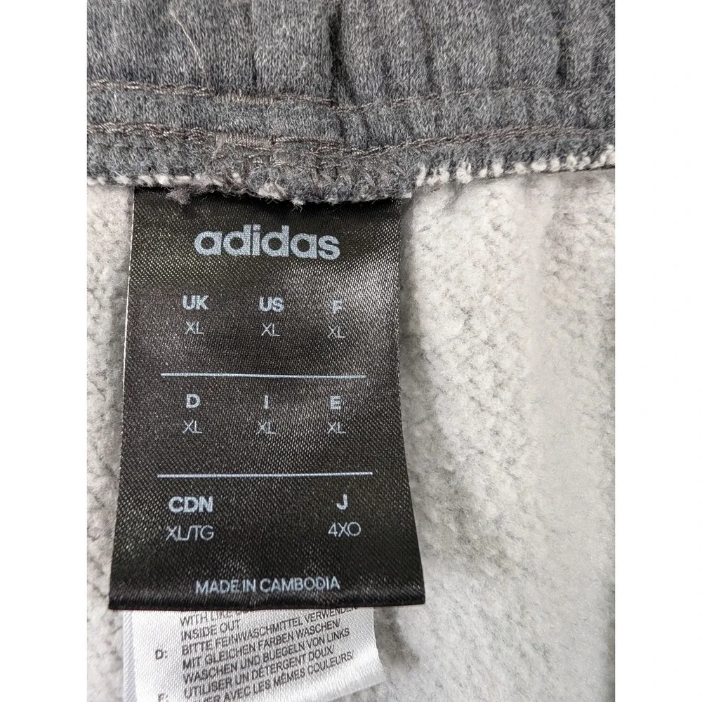 Adidas Mens Gray Fleece Jogger‎ Sweatpants 3 Stripe Athletic Pants XL